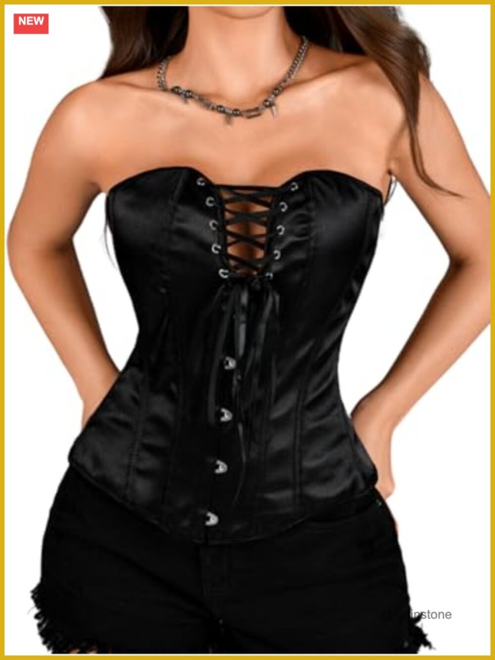 Satin Criss-Cross Corset Lace-Up Back Body Shaping Gothic